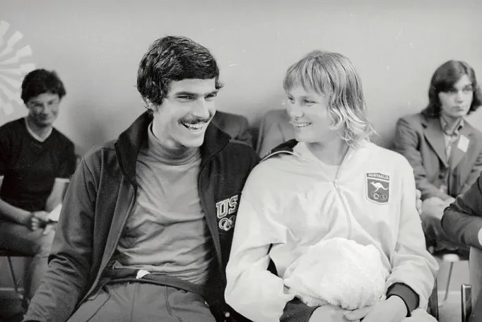 Framed Print : Mark Spitz and Shane Gould Sitting Together