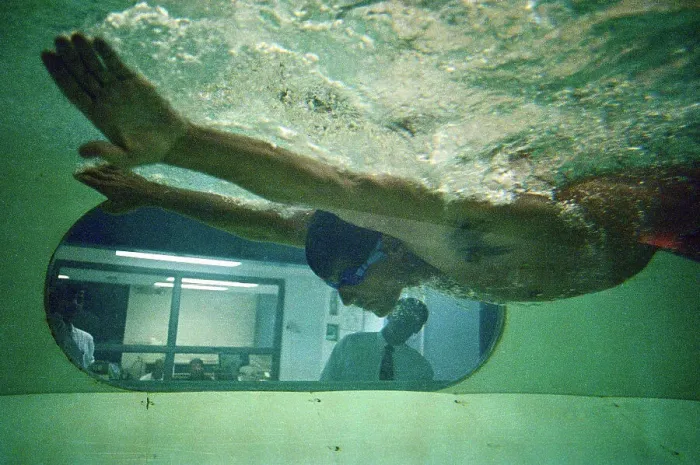 Framed Print : Mark Spitz Swimming in Flume Apparatus Framed Print : Mark Spitz Swimming in Flume Apparatus