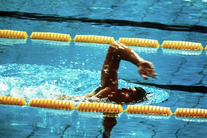 Framed Print : Mark Spitz Swimming in Olympic Race