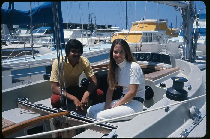 Framed Print : Mark Spitz and Wife Susan on Boat Framed Print : Mark Spitz and Wife Susan on Boat
