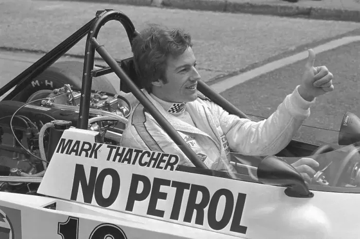 Framed Print : Mark Thatcher in a Proto-Type Racing Car