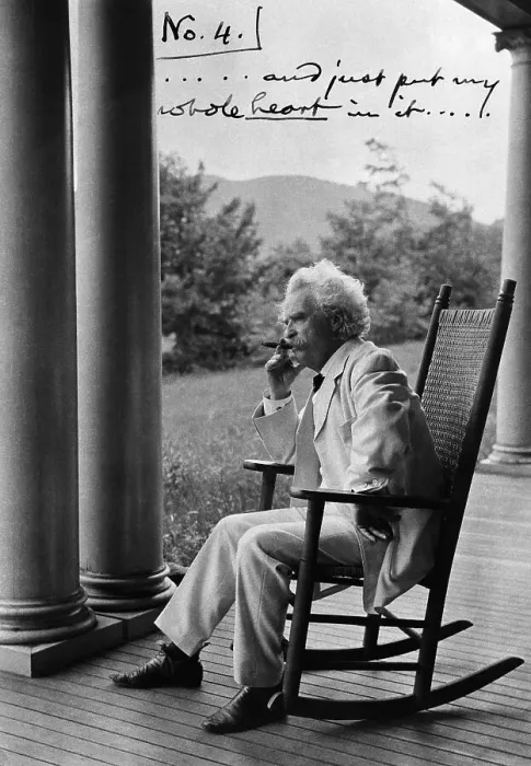 Framed Print : Mark Twain on His Porch Framed Print : Mark Twain on His Porch