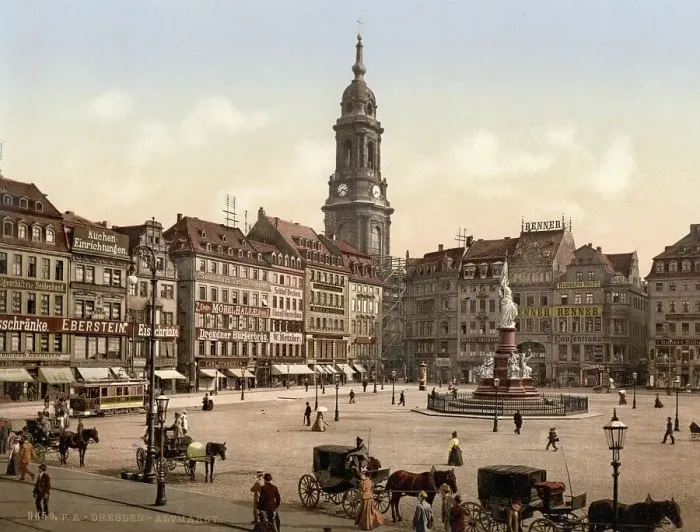 Framed Print : Market Square in the Old Town of Dresden, Saxony, Germany, Historic, digitally restored reproduction of a photochromic print from the 1890s Framed Print : Market Square in the Old Town of Dresden, Saxony, Germany, Historic, digitally restored reproduction of a photochromic print from the 1890s