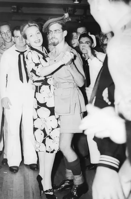 Framed Print : Marlene Dietrich dancing with soldier at the Stage Door Canteen