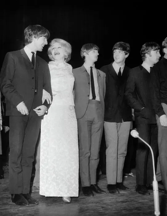 Framed Print : Marlene Dietrich Posing with Beatles Framed Print : Marlene Dietrich Posing with Beatles