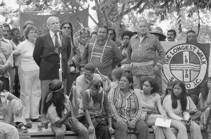 Framed Print : Marlon Brando Addresses Native American Rally Framed Print : Marlon Brando Addresses Native American Rally