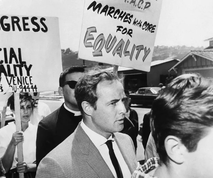 Framed Print : Marlon Brando Marches in Civil Rights Protest Framed Print : Marlon Brando Marches in Civil Rights Protest