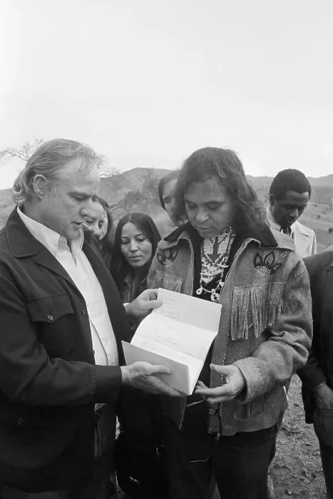 Framed Print : Marlon Brando Turning Land Over to Native Americans Framed Print : Marlon Brando Turning Land Over to Native Americans