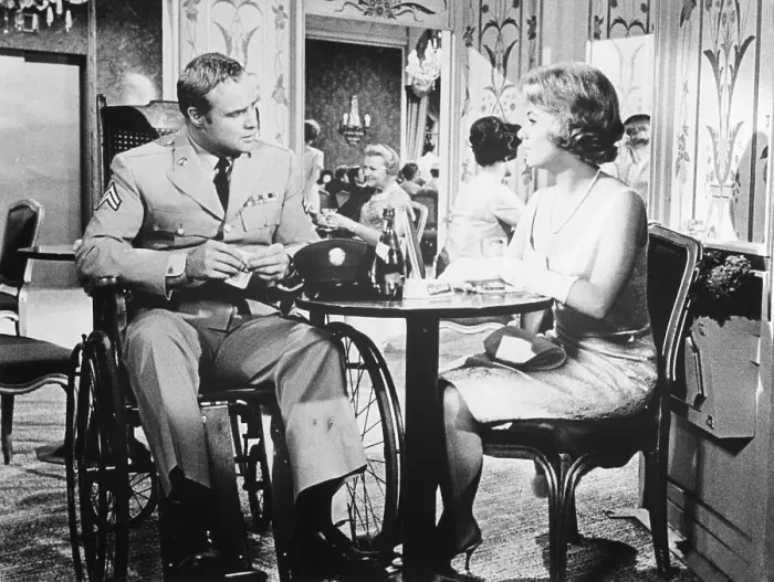 Framed Print : Marlon Brando in Wheelchair with Shirley Jones Framed Print : Marlon Brando in Wheelchair with Shirley Jones