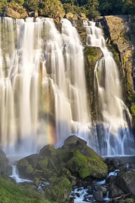 Framed Print : Marokopa Falls in the evening light with a rainbow, Te Anga, Waikato Region, New Zealand Framed Print : Marokopa Falls in the evening light with a rainbow, Te Anga, Waikato Region, New Zealand