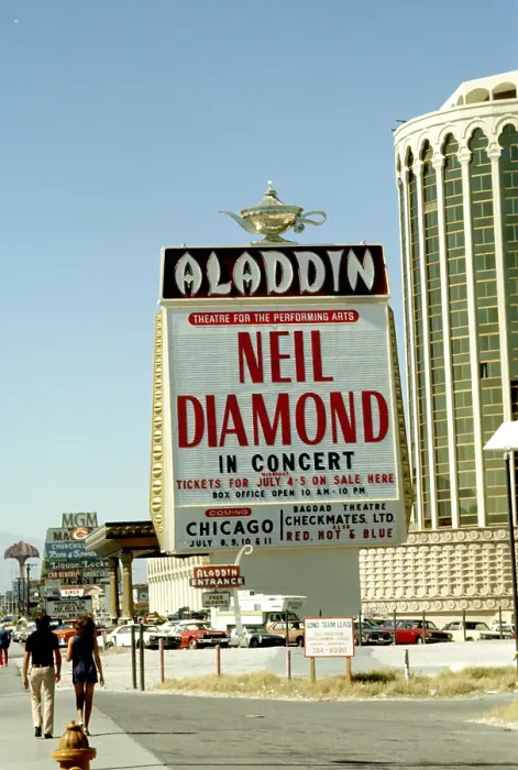 Framed Print : Marquee Advertising Neil Diamond Playing At The Aladdin Framed Print : Marquee Advertising Neil Diamond Playing At The Aladdin