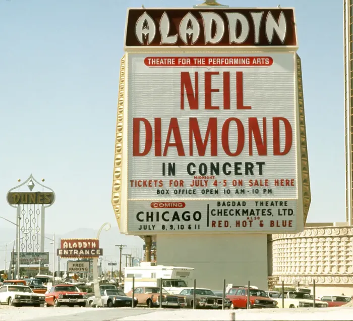 Framed Print : Marquee Advertising Neil Diamond Playing At The Aladdin