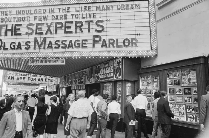 Framed Print : Marquee Advertising for Olga's Massage Parlor Framed Print : Marquee Advertising for Olga's Massage Parlor