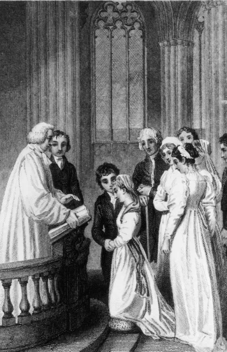Framed Print : Marriage. A church wedding, circa 1820. Engraved by H Framed Print : Marriage. A church wedding, circa 1820. Engraved by H