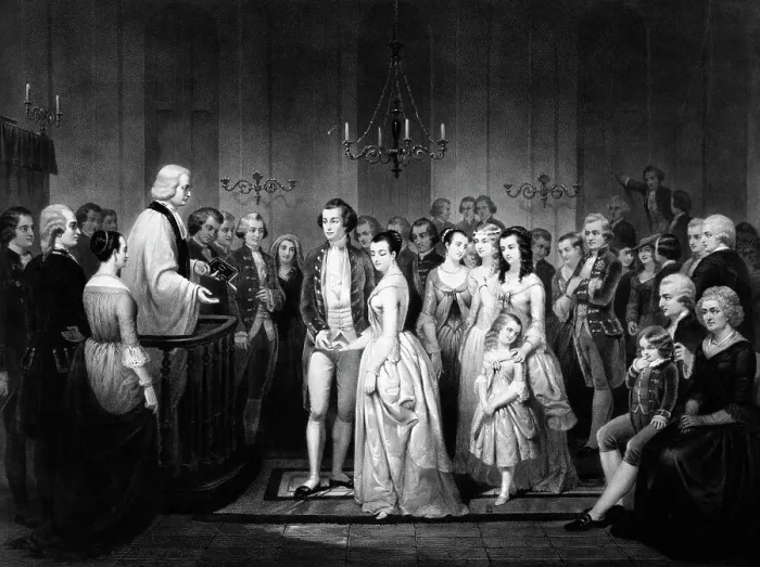 Framed Print : Marriage of George Washington and Martha Curtis Framed Print : Marriage of George Washington and Martha Curtis