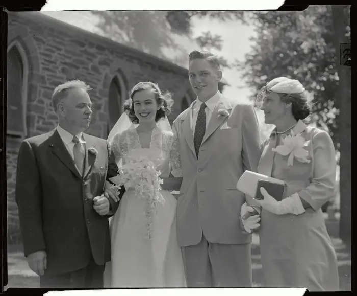 Framed Print : Married Couple with Bride's Parents Framed Print : Married Couple with Bride's Parents