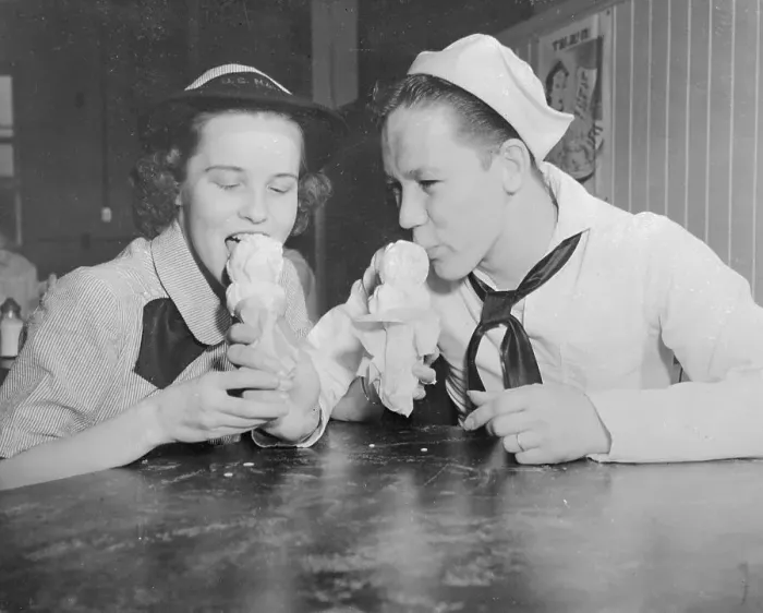 Framed Print : Married Navy Couple Eating Ice Cream Cones Framed Print : Married Navy Couple Eating Ice Cream Cones