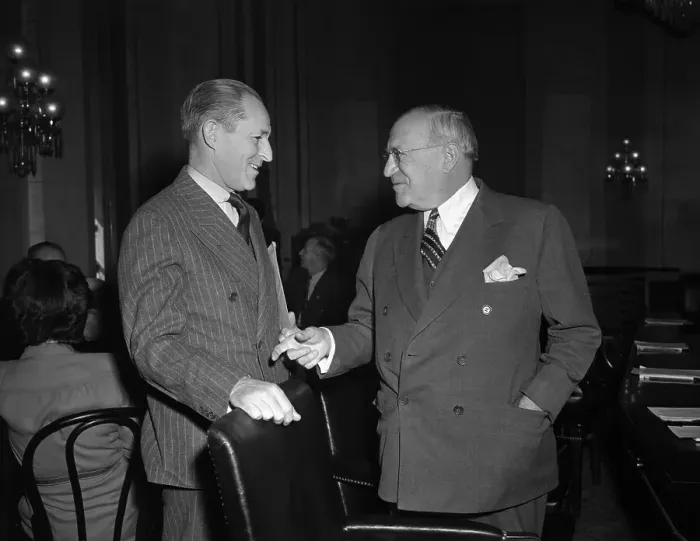 Framed Print : Marriner Eccles and Robert F. Wagner Talking Framed Print : Marriner Eccles and Robert F. Wagner Talking