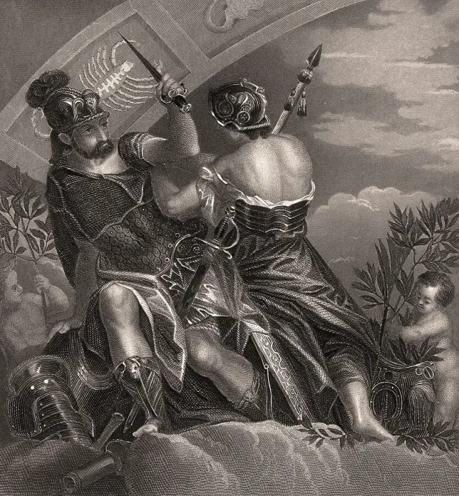 Framed Print : Mars and Minerva Fighting Framed Print : Mars and Minerva Fighting