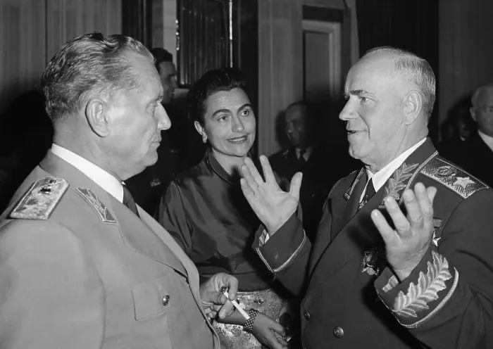 Framed Print : Marshal and Jovanka Tito Conversing with Soviet Leader Georgi Zhukov Framed Print : Marshal and Jovanka Tito Conversing with Soviet Leader Georgi Zhukov