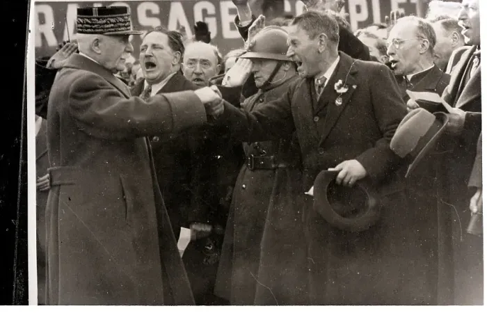 Framed Print : Marshal Petain Greeted by Veterans Framed Print : Marshal Petain Greeted by Veterans