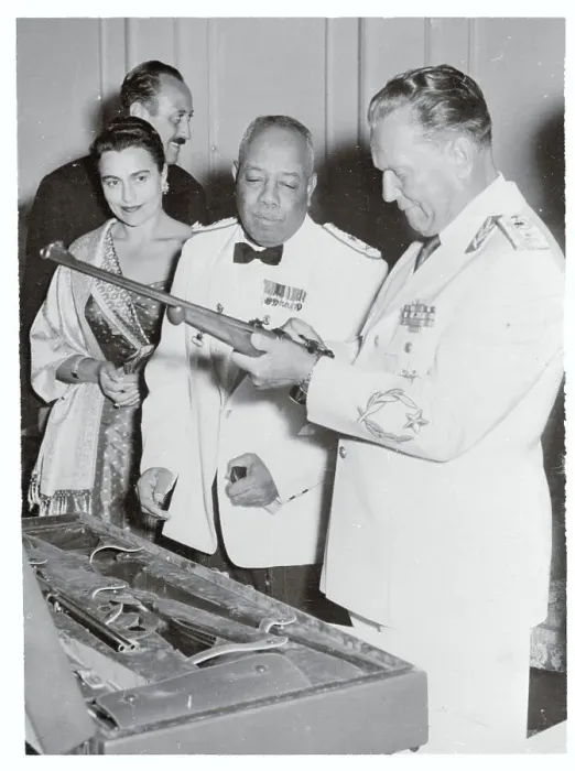 Framed Print : Marshal Tito and Ibrahim Abboud Examining Gun Framed Print : Marshal Tito and Ibrahim Abboud Examining Gun