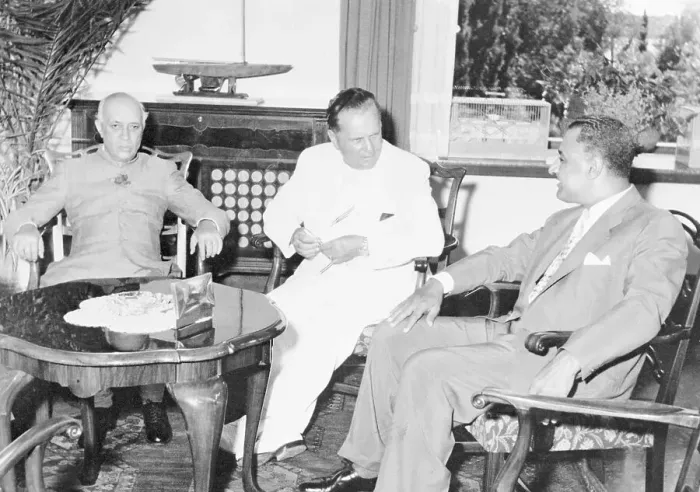 Framed Print : Marshal Tito in Small Conference with Indian Leaders