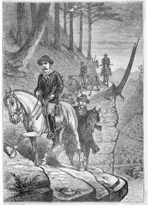 Framed Print : US Marshals Following Mountain Trail