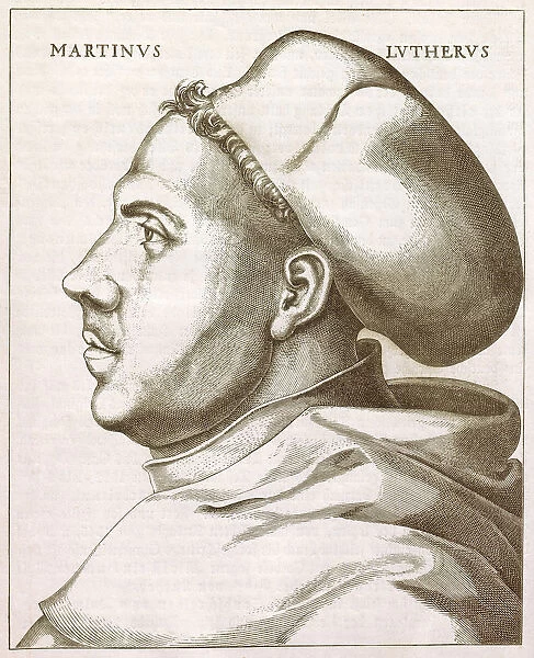 Martin Luther, 1521 - woodcut by Lucas Cranach, published 1879