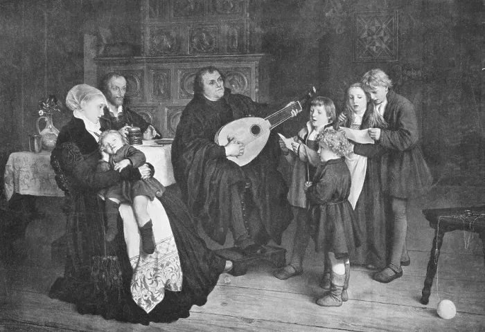 Framed Print : Martin Luther and Family Singing Together Framed Print : Martin Luther and Family Singing Together