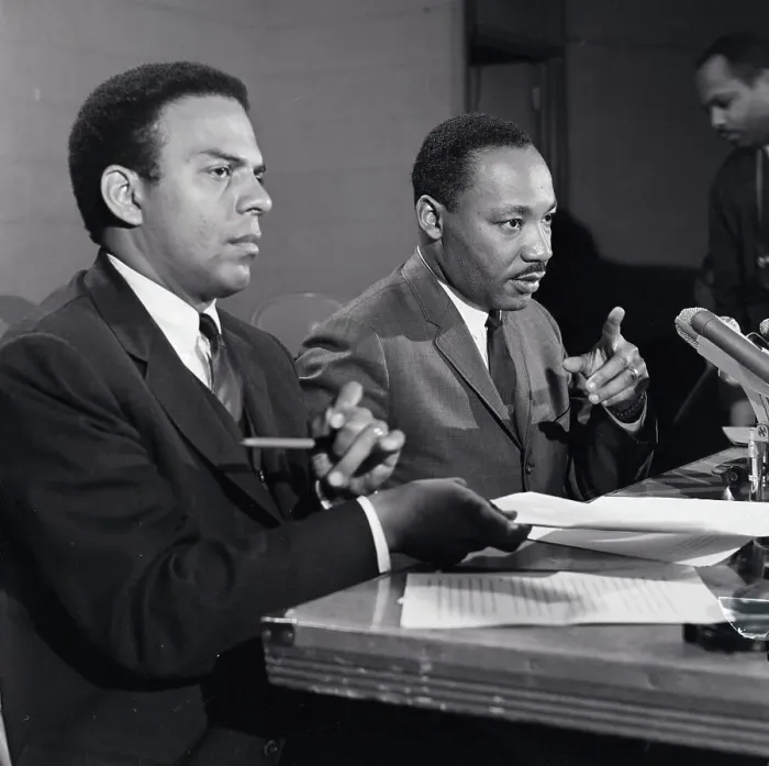 Framed Print : Martin Luther King and Aide at Press Conference Framed Print : Martin Luther King and Aide at Press Conference