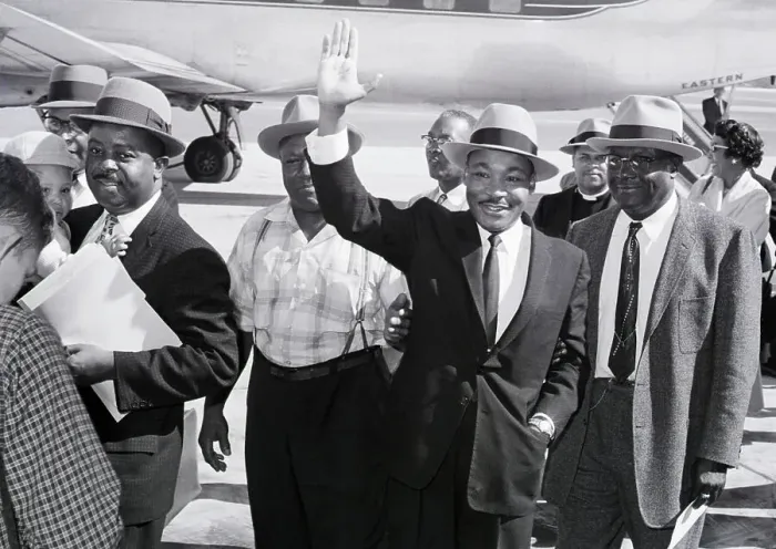 Framed Print : Martin Luther King Waving From Airport Framed Print : Martin Luther King Waving From Airport