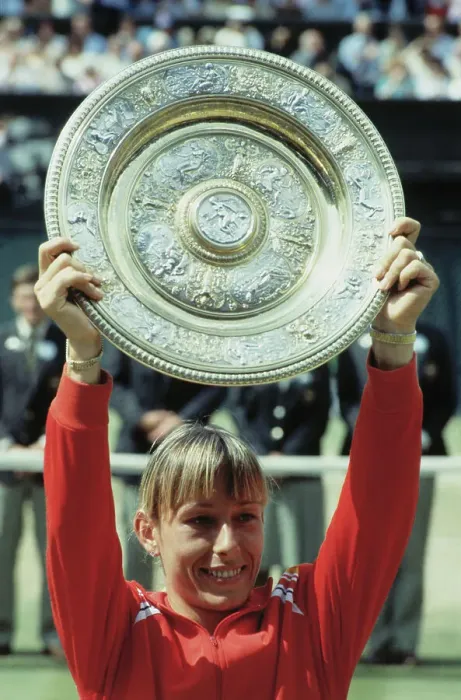Framed Print : Martina Navralitova Holding Wimbledon Women's Singles Trophy Framed Print : Martina Navralitova Holding Wimbledon Women's Singles Trophy