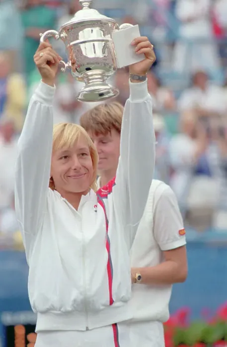 Framed Print : Martina Navratilova with Her Tennis Trophy Framed Print : Martina Navratilova with Her Tennis Trophy