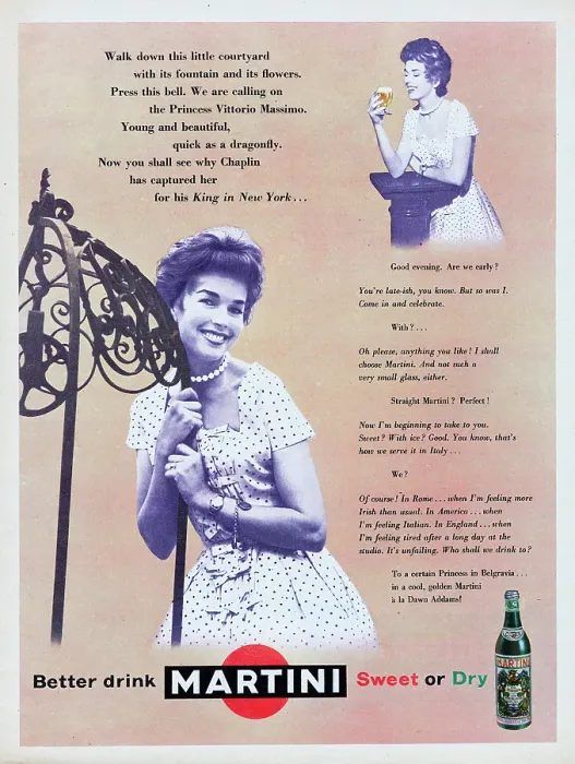 Framed Print : Martini. 1956: English actress Dawn Addams (1930 - 1985) features in an Framed Print : Martini. 1956: English actress Dawn Addams (1930 - 1985) features in an