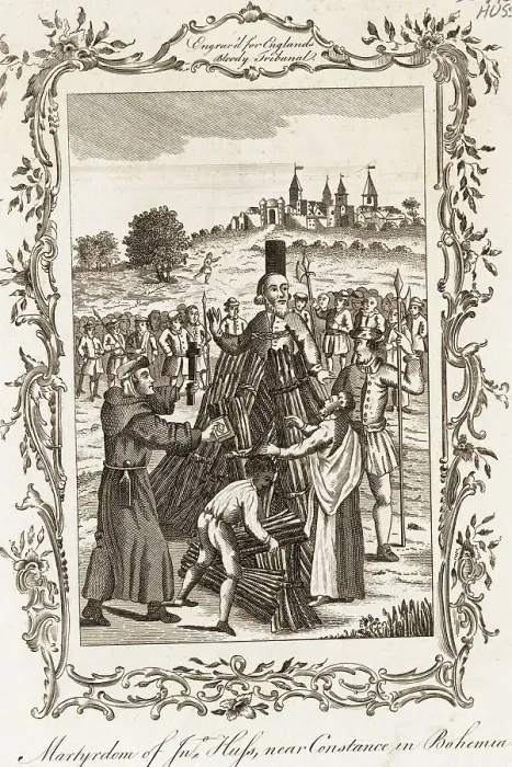 Framed Print : Martyr Jan Hus Being Burned at the Stake for Heresy Framed Print : Martyr Jan Hus Being Burned at the Stake for Heresy