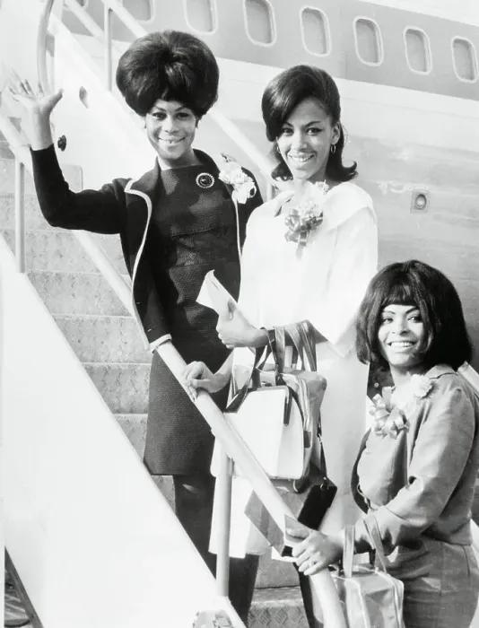 Framed Print : The Marvelettes Waving from Airplane Steps Framed Print : The Marvelettes Waving from Airplane Steps