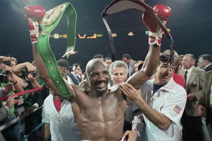 Framed Print : Marvin Hagler After Winning Bout with Mustafa Hamstro Framed Print : Marvin Hagler After Winning Bout with Mustafa Hamstro