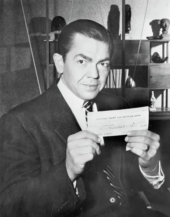 Framed Print : Marvin Miller Holding Check Framed Print : Marvin Miller Holding Check