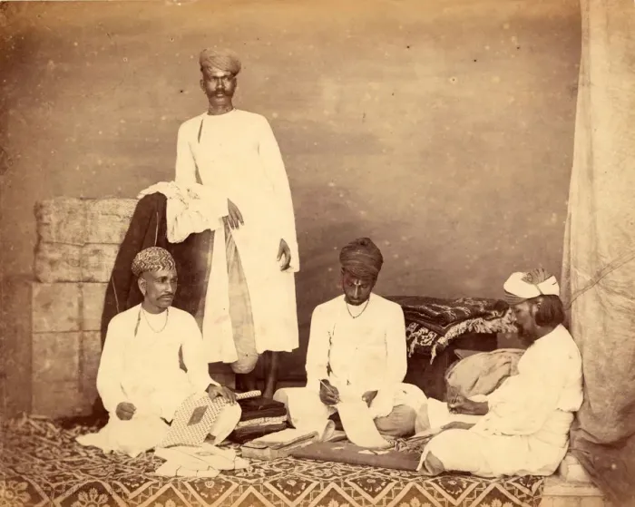 Framed Print : Marwaris. Marwari cloth merchants in India, circa 1870 Framed Print : Marwaris. Marwari cloth merchants in India, circa 1870