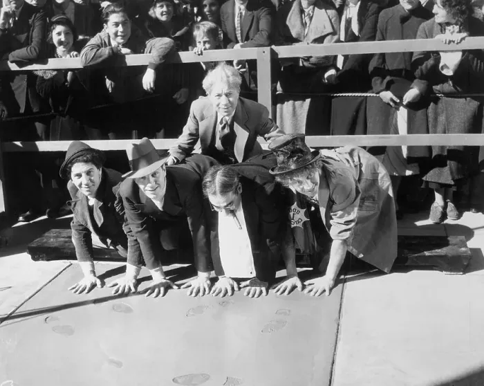 Framed Print : Marx Brothers Making Handprints with Sid Grauman