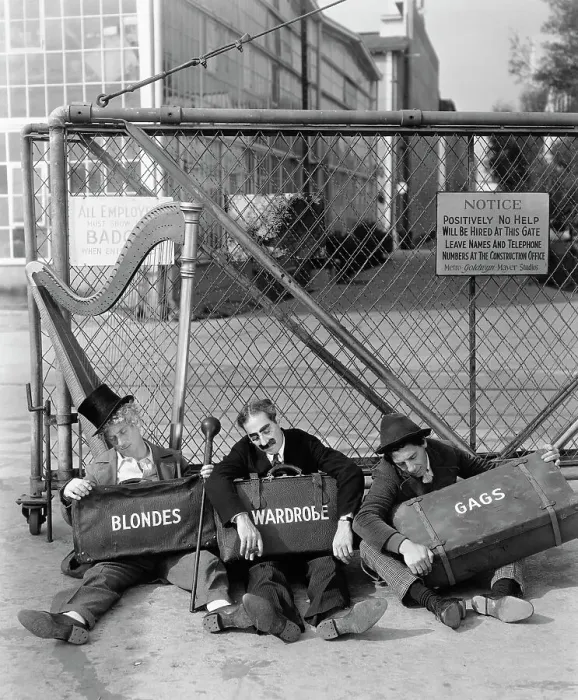 Framed Print : Marx Brothers Sitting Outside Gate Framed Print : Marx Brothers Sitting Outside Gate