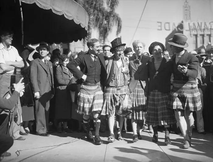 Framed Print : The Marx Brothers Standing; Wearing Kilts Framed Print : The Marx Brothers Standing; Wearing Kilts