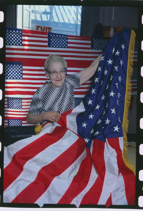 Framed Print : Mary Bart Displaying American Flag Framed Print : Mary Bart Displaying American Flag