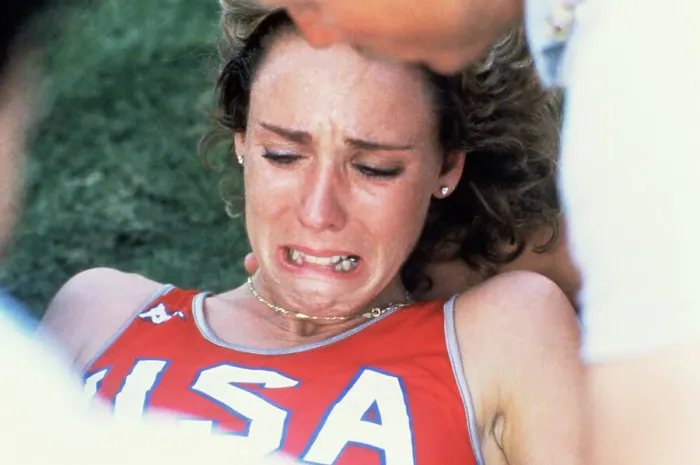 Framed Print : Mary Decker Crying on Track and Field Framed Print : Mary Decker Crying on Track and Field