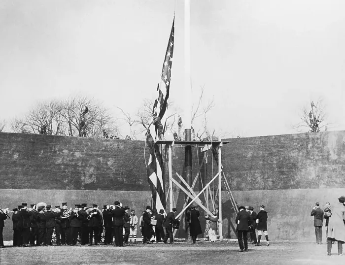 Framed Print : Mary Ebbets Hoists the Flag Framed Print : Mary Ebbets Hoists the Flag
