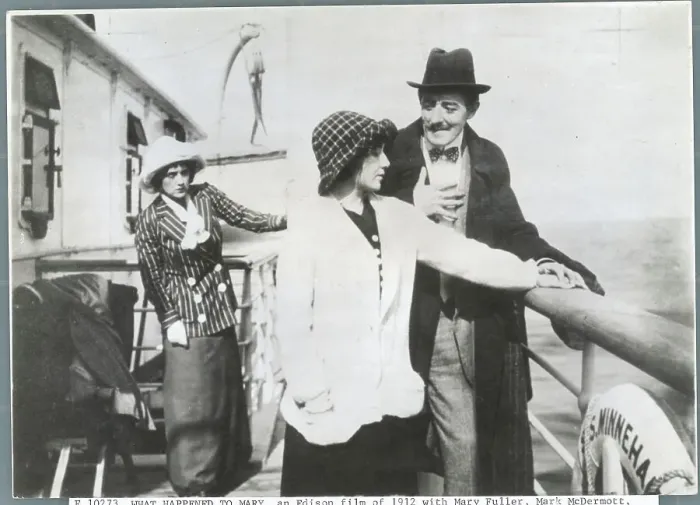 Framed Print : Mary Fuller and Costars in Scene at Ship's Railing Framed Print : Mary Fuller and Costars in Scene at Ship's Railing