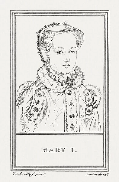 Mary I of England (1516-1558), copper engraving, published in 1805