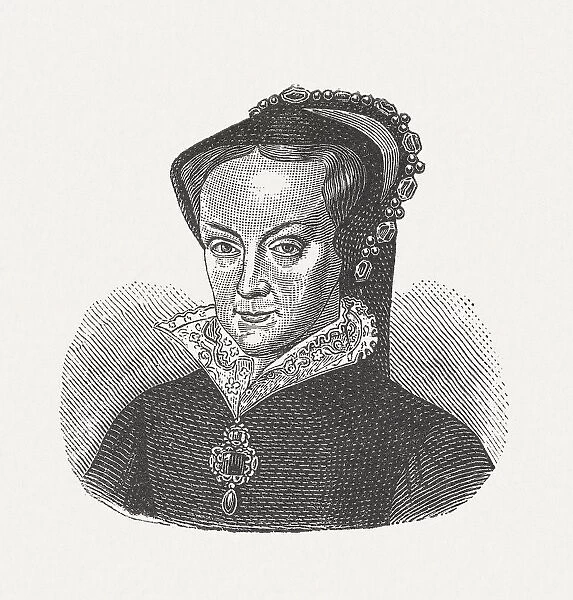 Mary I of England (1516-1558), wood engraving, published in 1881