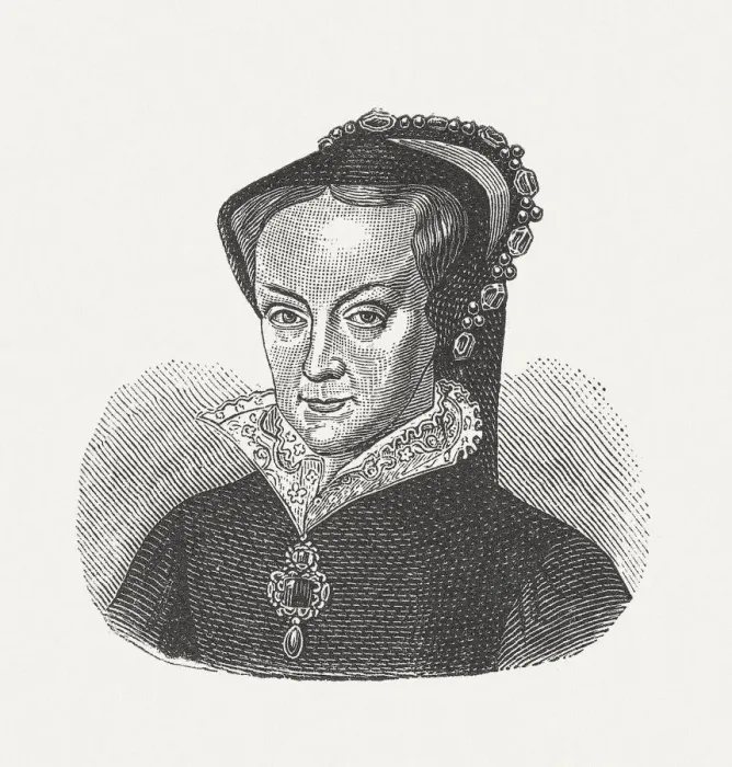 Framed Print : Mary I of England (1516-1558), wood engraving, published in 1881 Framed Print : Mary I of England (1516-1558), wood engraving, published in 1881